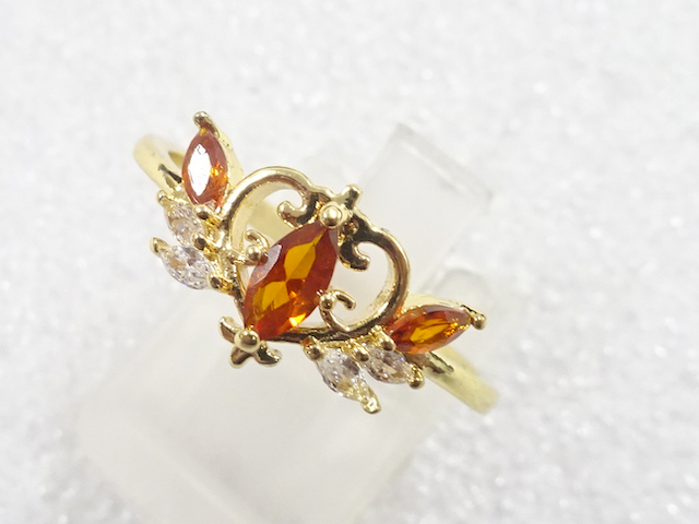 JAPANESE KIMONO / ANTIQUE COLORED STONE RING (SIZE 18)